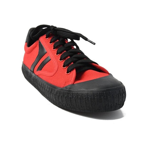 Celine Plimsole Lace Up Sneaker Canvas Red/Black